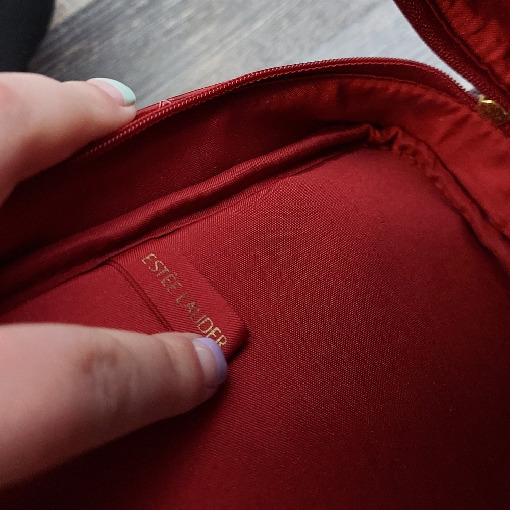 VTG Estee Lauder Red Leather Bag - Picture 3 of 7